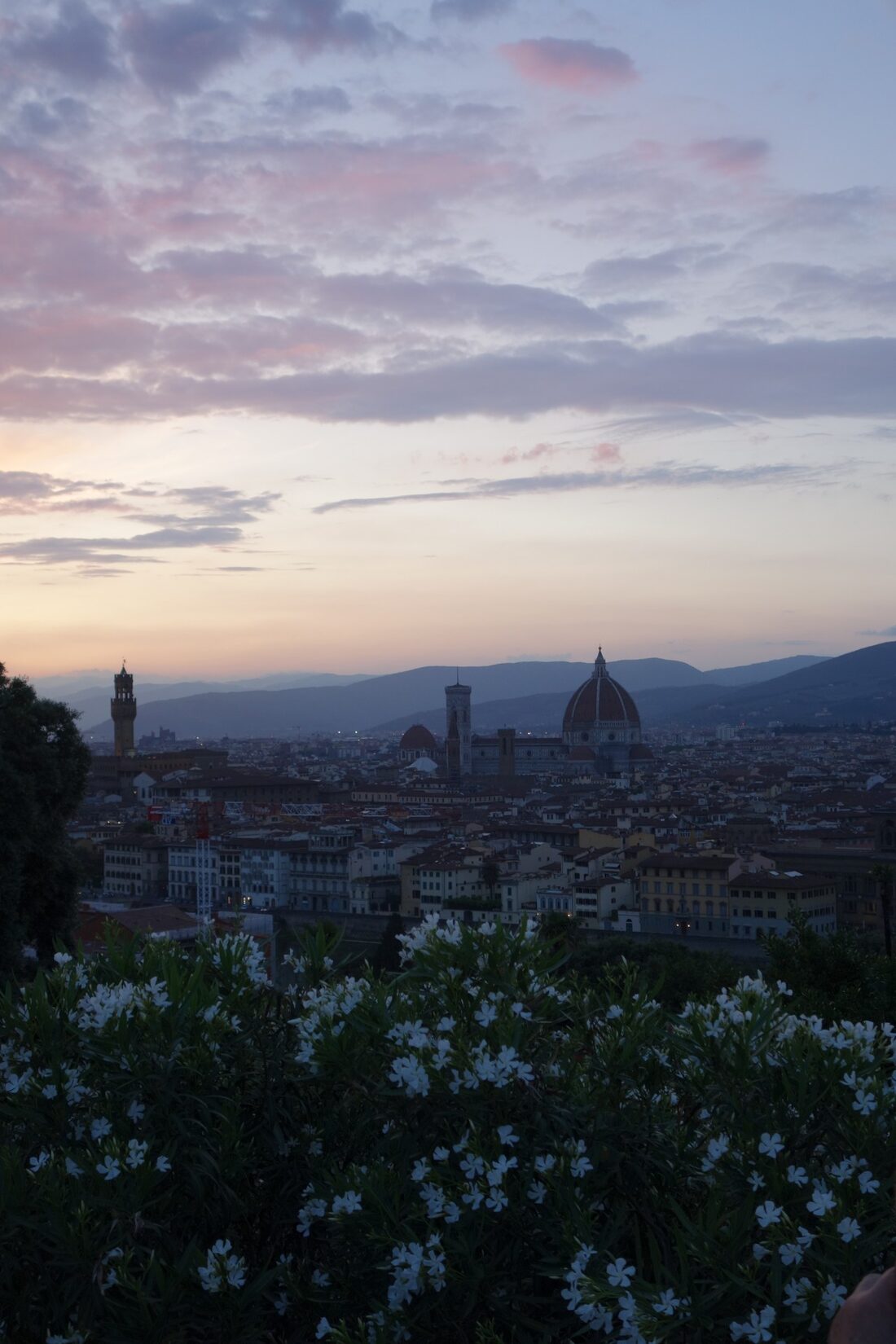 Florence at sunset, with the Duomo on the skyline